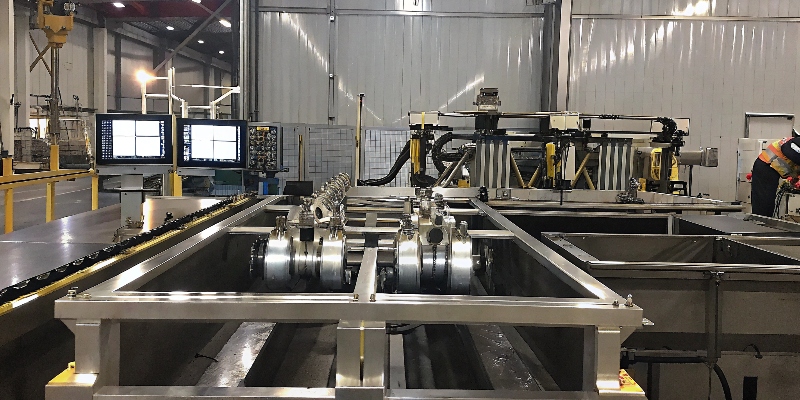A modern, automated aluminum die casting production line for automotive parts