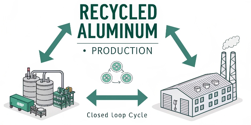 Ein Diagramm, das den geschlossenen Kreislauf von recyceltem Aluminium in der Produktion zeigt