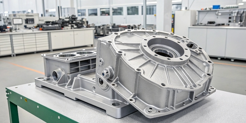 Ein hochkomplexes Aluminium-Gussteil für ein Elektrofahrzeug, das die Präzision des Herstellers zeigt