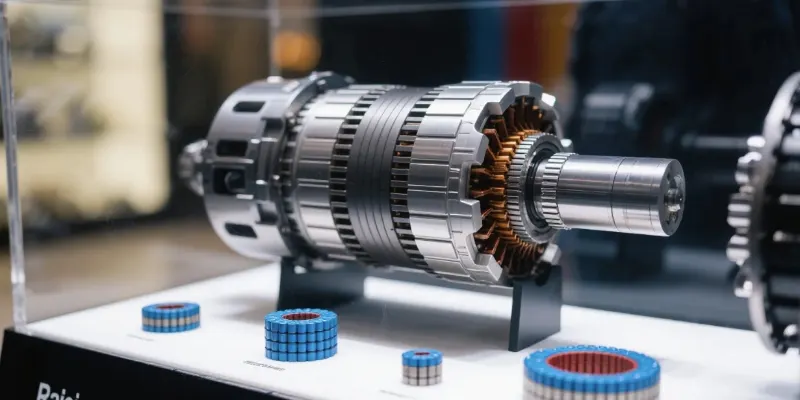 rare earth magnets within an electric vehicle motor.