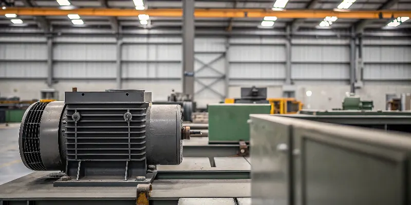 A large, rugged cast iron motor housing for an industrial machine, showing its thick walls and solid construction.