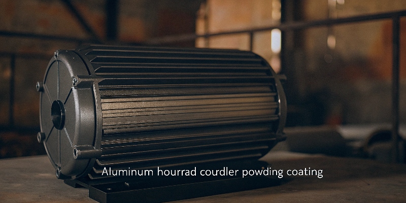 An aluminum motor housing with a durable powder coating finish to protect against corrosion