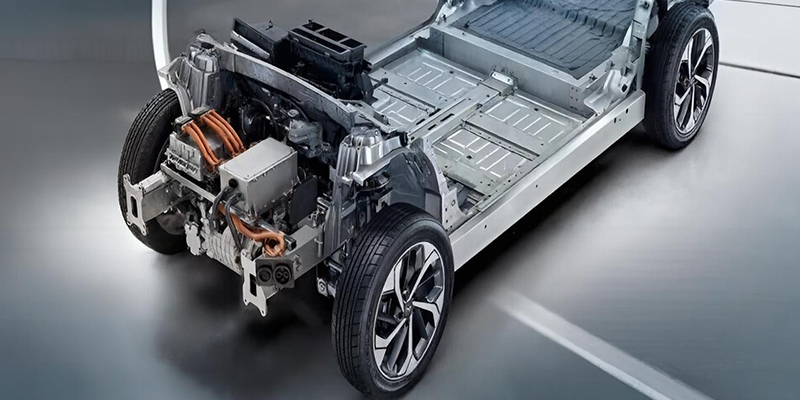 An example of a die-cast aluminum structural component for an EV chassis, emphasizing its robust design and integrated reinforcement.